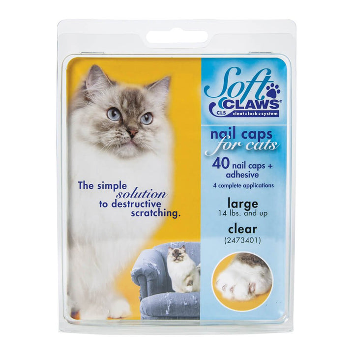 Soft Claws Safe Scratch-Free Solution for Cats - CLS (Cleat Lock System), Size: Large, Color: Clear No Color