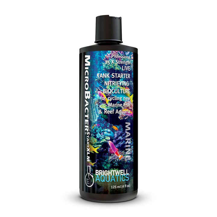 Brightwell Aquatics MicroBacter Start XLM  Live Bacteria Tank Starter Rapidly Establishes Biological Filtration in New Marine & Reef Aquariums 125-ML