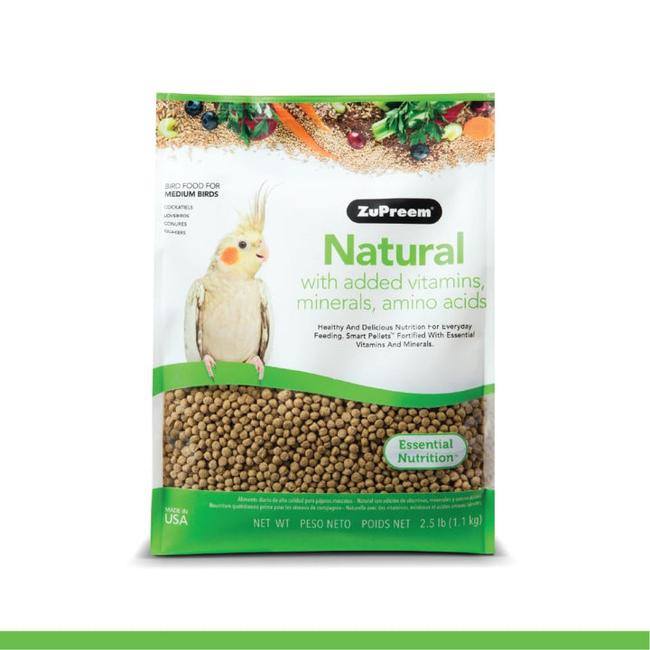 ZuPreem FruitBlend Bird Pellets, Daily Bird Food for Cockatiel, Lovebird, Quaker, Small Conure, Lorikeet, Core Nutrition for Medium Birds, Cockatiel Pellets, Conure Food (M, 2 lb) FruitBlend Pellets 2 Pound (Pack of 1)