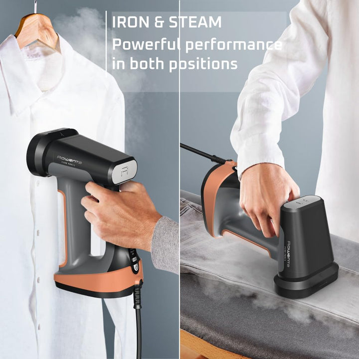 Rowenta, Steamer for Clothes, Pure Force 3in1 Steamer & Iron, 7.1 Oz Tank Capacity, Vertical Steaming, Horizontal Ironing, Lint remover, Lightweight, Auto-off, 1875 Watts, Black Clothes Steamer,DR8855 3-in-1 Iron, Steam & Lint Remover