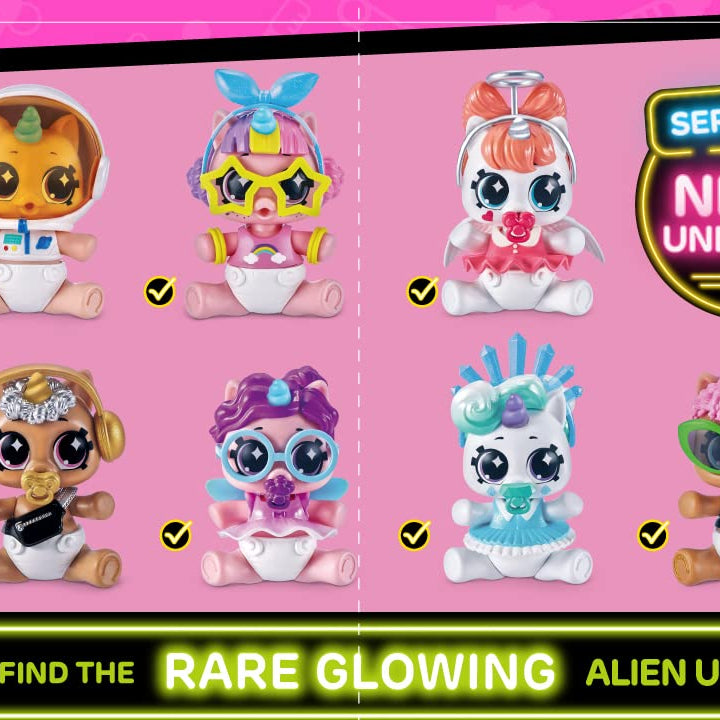 5 Surprise Unicorn Squad Series 6 Newborn Unicorn Glow Squard (2 Pack) by ZURU,  Exclusive Mystery Collectible Toys, Mini Glow in The Dark, Collectable Capsule 2 Piece Set