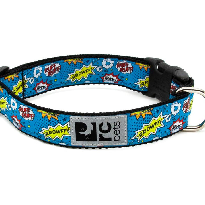 RC Pets 5/8 Inch Adjustable Dog Clip Collar, X-Small, Comic Sounds X-Small - 0.6" Width