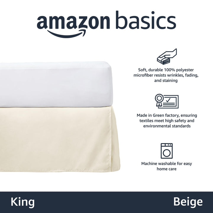 Basics Lightweight Pleated Bed Skirt, King, Beige