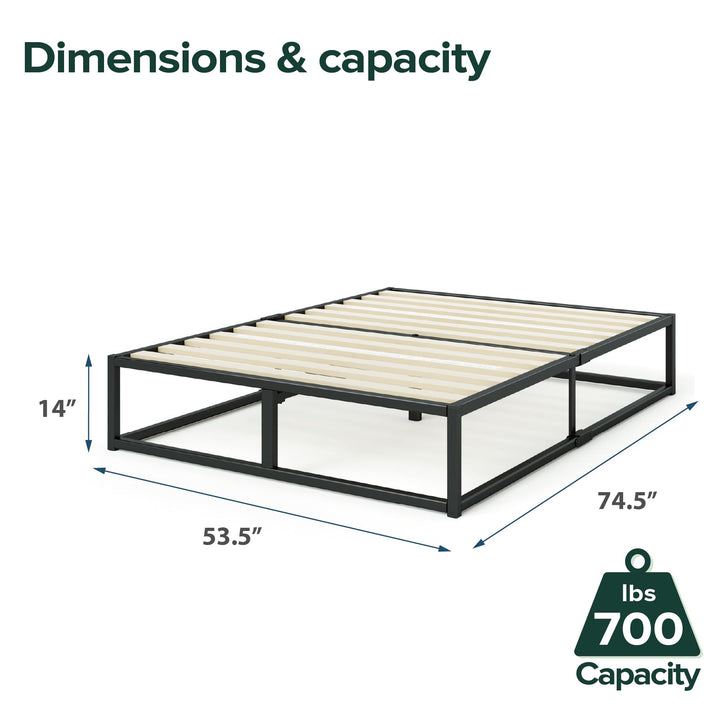 ZINUS Joseph 18 Inch Platform Bed Frame, Wood Slat Support, No Box Spring Needed, Eco Friendly WonderBox(TM) Packaging, Easy Assembly, Black, Queen 18 Inch Bed Frame New Small Box