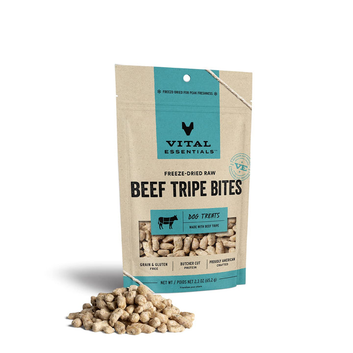 Vital Essentials Freeze Dried Raw Single Ingredient Dog Treats, Beef Tripe, 2.3 oz