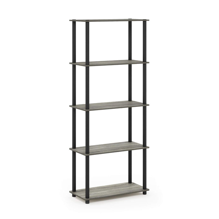 Furinno Turn-N-Tube 5-Tier Multipurpose Shelf / Display Rack / Storage Shelf / Bookshelf, Classic Tubes, Sonoma Oak/White 5-Tier Classic Tube