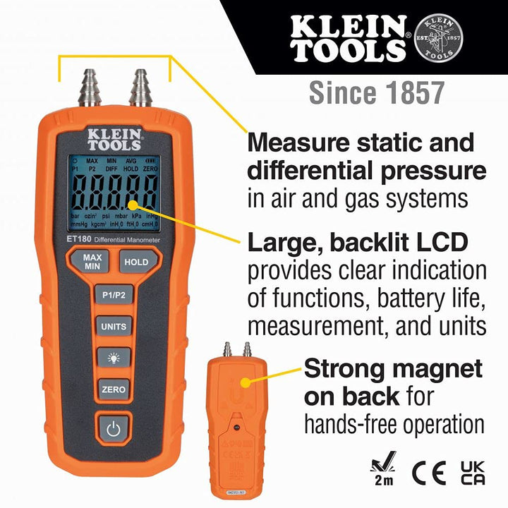 Digital Manometer and Gas Leak Detector Bundle | Klein Tools Tester + Leak Tester