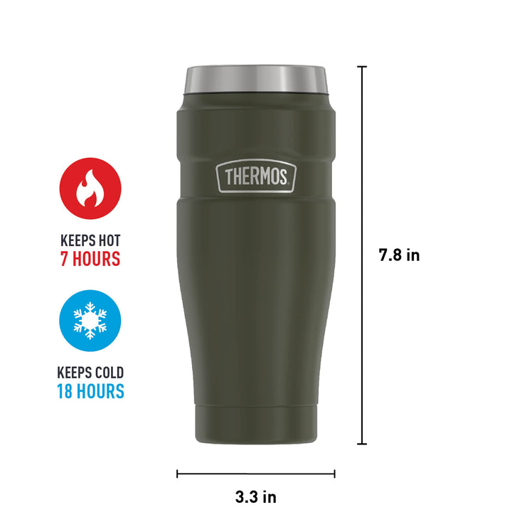 THERMOS Stainless King Vacuum-Insulated Travel Tumbler, 16 Ounce, Matte Green