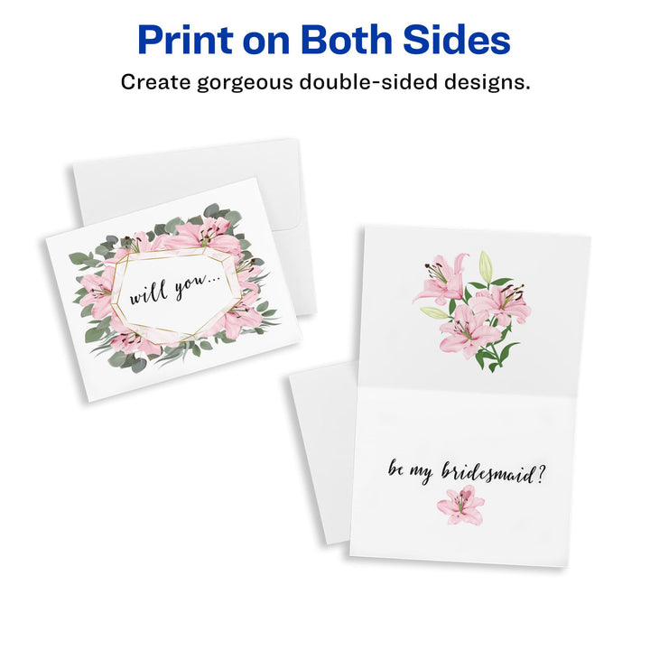 Avery Printable Note Cards with Envelopes, 4.25" x 5.5", White, 60 Blank Note Cards for Laser Printers (05315)