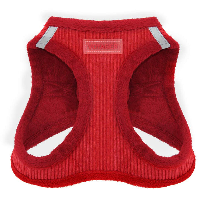 Voyager Step-In Plush Dog Harness  Soft Plush, Step In Vest Harness for Small and Medium Dogs by Best Pet Supplies - Harness (Red Corduroy), M (Chest: 16 - 18")