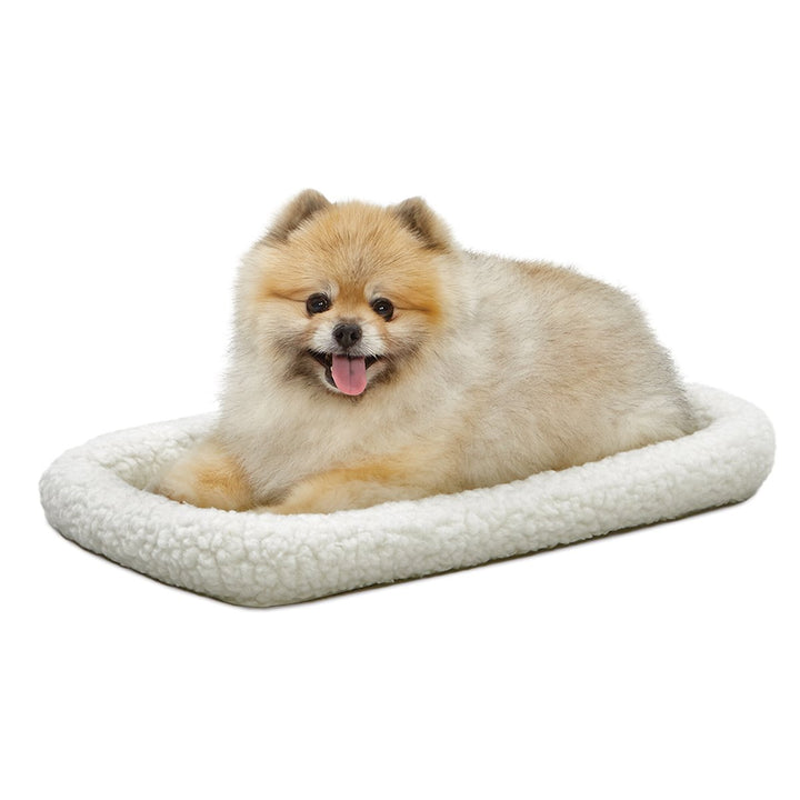 MidWest Homes for Pets Bolster Dog Bed 22L-Inch White Fleece Dog Bed or Cat Bed w/ Comfortable Bolster | Ideal for XS Dog Breeds & Fits a 22-Inch Dog Crate | Easy Maintenance Machine Wash & Dry