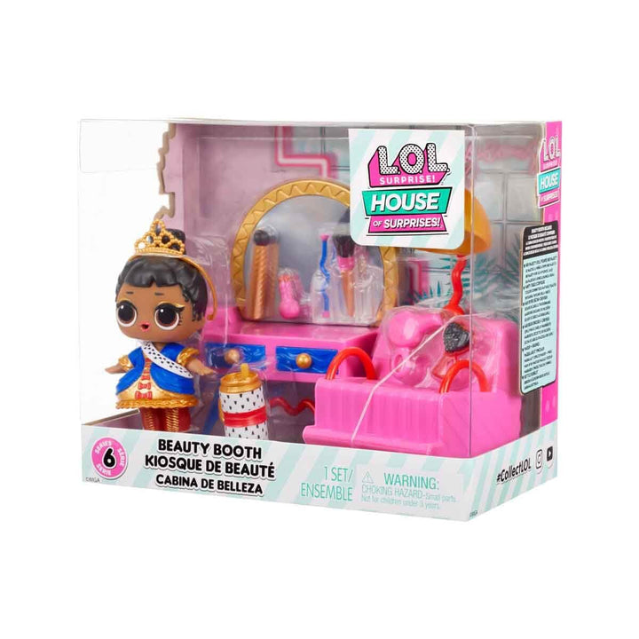 L.O.L. Surprise! OMG House of Surprises Beauty Booth Playset with Her Majesty Collectible Doll and 8 Surprises, Dollhouse Accessories, Holiday Toy, Great Gift for Kids Ages 4 5 6+ Years & Collectors