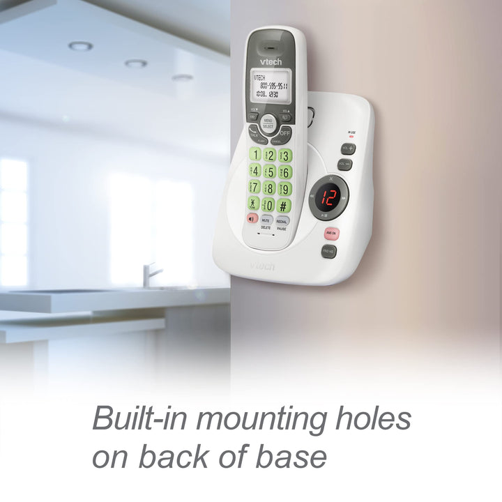 [New] VTech VG134 DECT 6.0 Cordless Home Phone with Bluetooth Connection, Digital Answering Machine, Backlit Display,Full Duplex Speakerphone, Caller ID/Call Waiting,1000 ft Range (White/Grey) CID + BT + A. Machine White