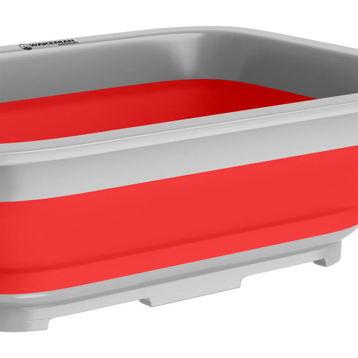 Collapsible Cleaning Caddy - Portable Multi-use Wash Basin, Dish Tub, or Ice Bucket with 7.27L Capacity for Camping and Tailgating by Wakeman (Red)