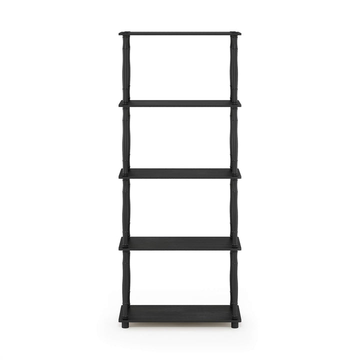 Furinno Turn-N-Tube 5-Tier Multipurpose Shelf / Display Rack / Storage Shelf / Bookshelf, Classic Tubes, Sonoma Oak/White 5-Tier Classic Tube