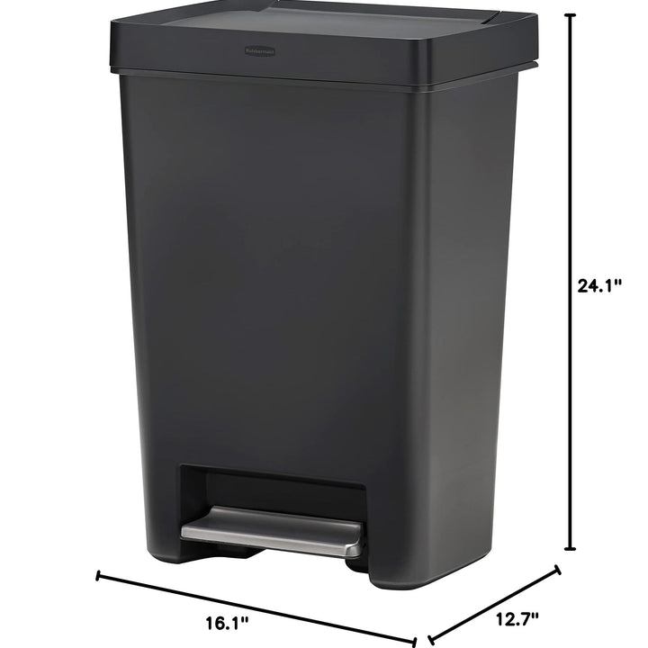 Rubbermaid Premier Series II Step-on Trash Can for Home and Kitchen, with Lid Lock and Slow Close, 13 Gallon, Charcoal, for Home/Kitchen/Hotel/Lobby/Office 13G - Classic Plastic