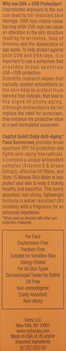 Vichy Capital Soleil Face Sunscreen SPF 50, Anti Aging Sunblock for Face with UVA and UBA Sun Protection, Daily Face Sunscreen for Sensitive Skin, Oxybenzone Free, Travel Size Sunscreen for Face New Version