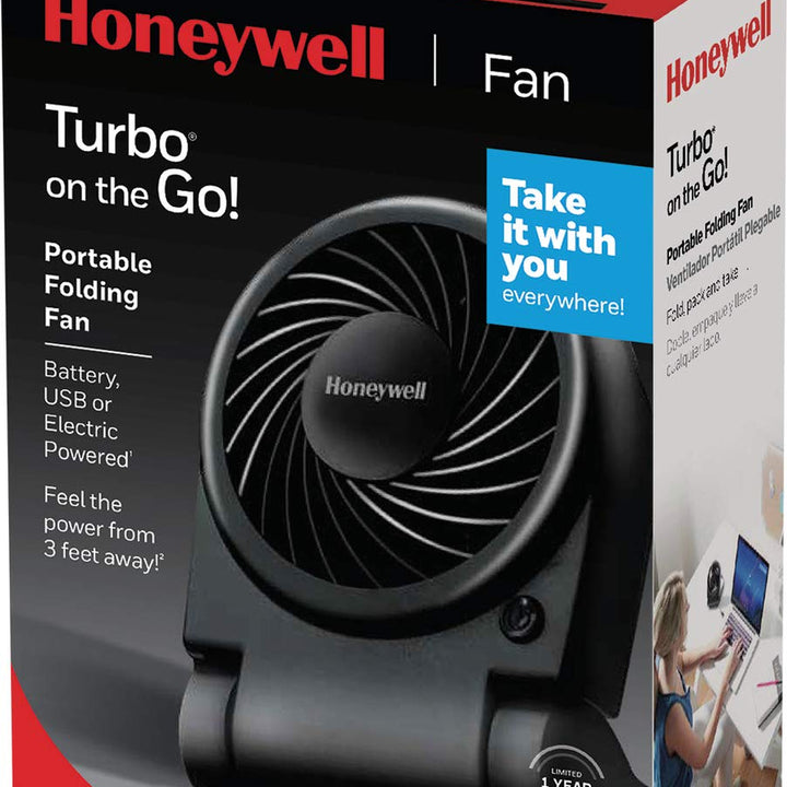 Honeywell HTF090B Turbo on the Go Personal Fan, Black – Small, Portable Fan