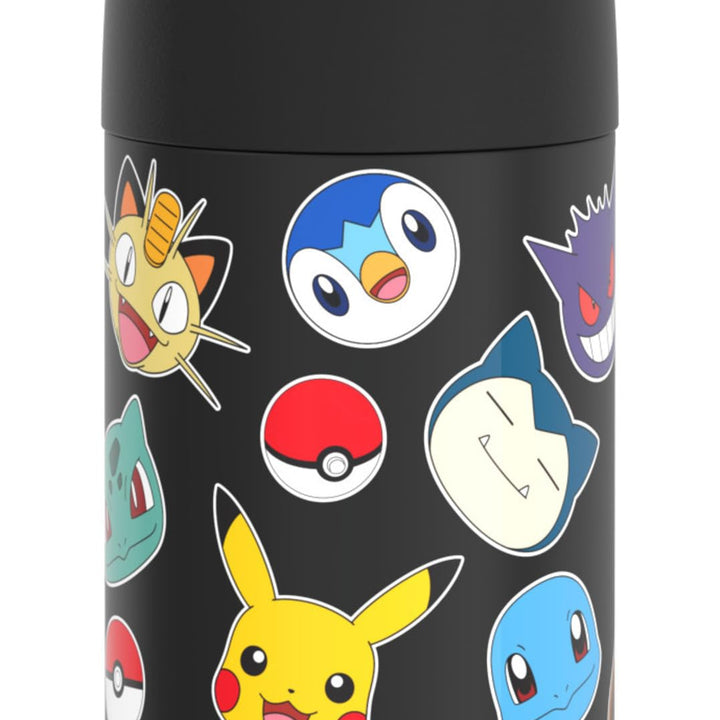 THERMOS FUNTAINER Water Bottle with Straw - 12 Ounce, Pokémon - Kids Stainless Steel Vacuum Insulated Water Bottle with Lid Pokemon Licensed Characters