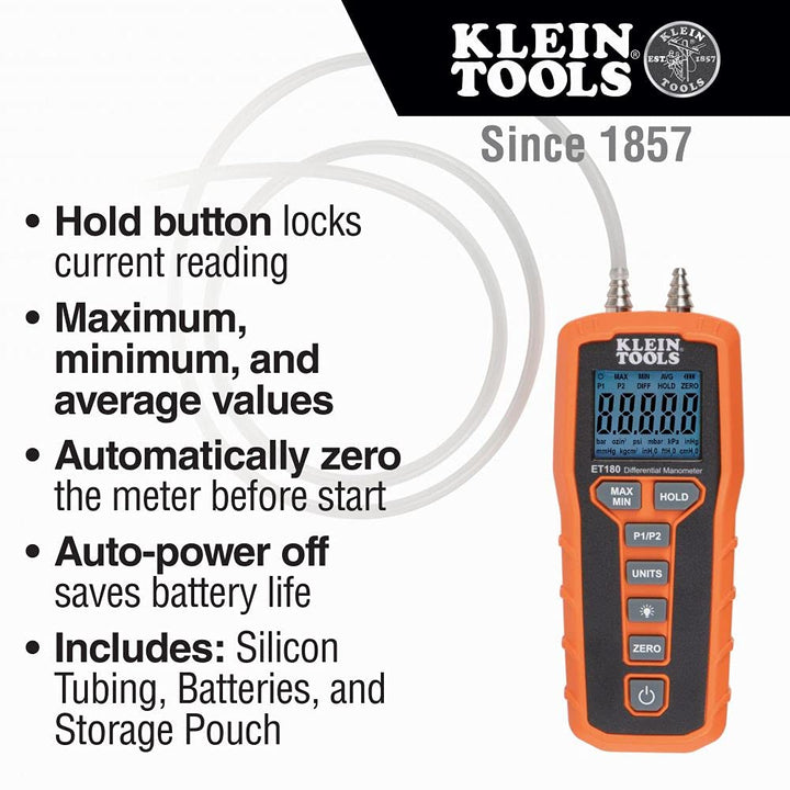 Digital Manometer and Gas Leak Detector Bundle | Klein Tools Tester + Leak Tester