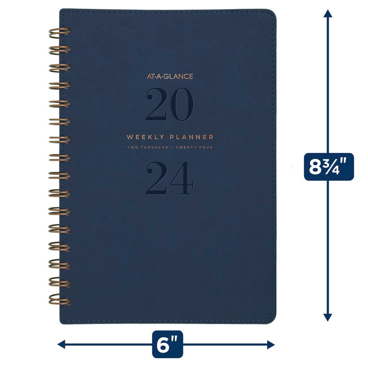 AT-A-GLANCE 2024 Weekly & Monthly Planner, 5-1/2" x 8-1/2", Small, Wirebound, Signature Collection, Navy (YP2002024) 2024 Old Edition