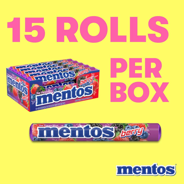 Mentos Halloween Trick or Treat Chewy Candy Mint Roll, Berry Flavored, Individually Wrapped Bulk Candy, Party, Office, Concessions, Non-Melting, 14 Count (Pack of 15)