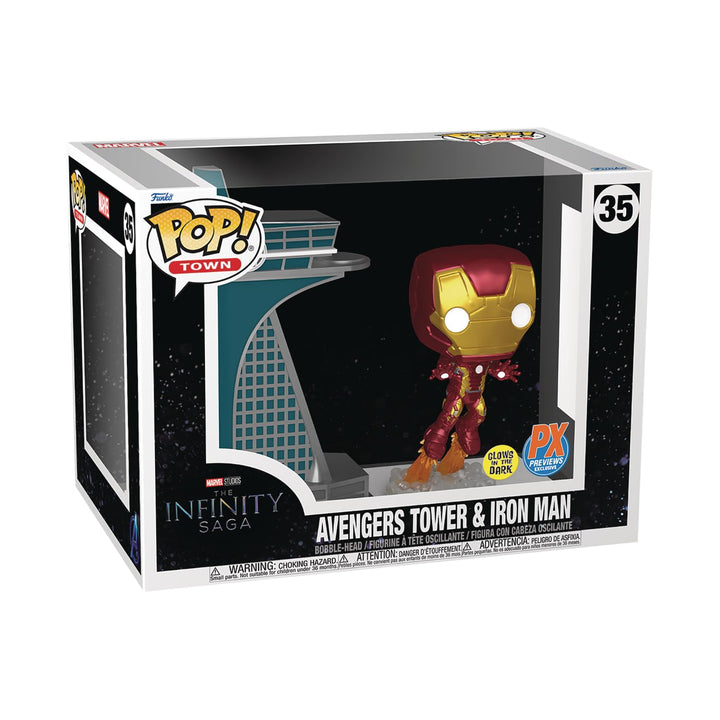 Pop! Town: Avengers: Age of Ultron - Avengers Tower with Iron Man (Glow-in-The-Dark) PX Vinyl Figure