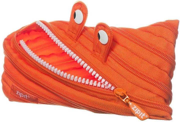 ZIPIT Monster Pencil Case for Kids | Pencil Pouch for School, College and Office | Pencil Bag for Kids (Orange)