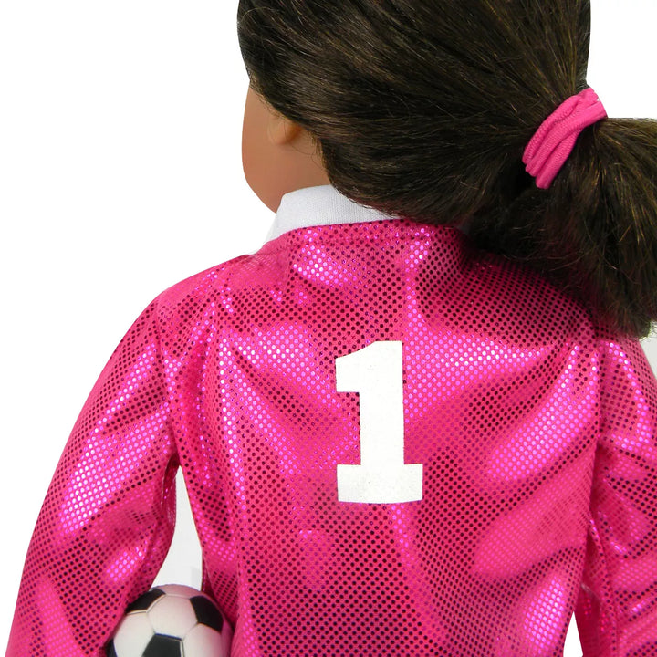 Sophia’S 6 Piece Soccer Uniform Outfit Set for 18'' Dolls, Fuchsia