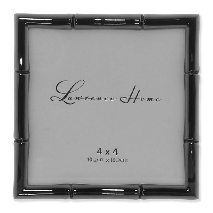 Lawrence Frames 8x10 Black Polished Metal Picture Frame with Bamboo Design, or 5x7 with Included Mat Black Smoke 8x10 (5x7 Mat)