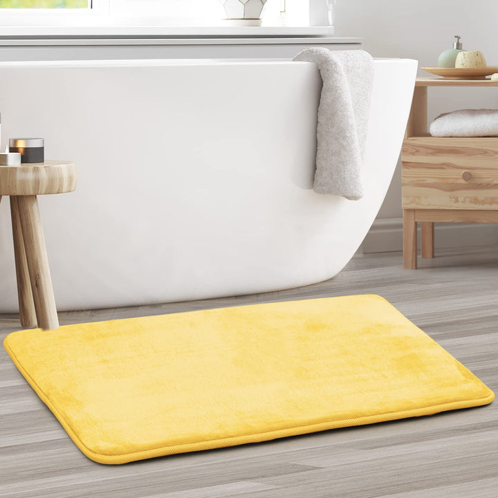 Clara Clark Bathroom Rugs, Velvet Memory Foam Bath Mat, Non-Slip, Machine Washable Bath Rugs - Dries Quickly, Ultra Soft Plush Bath Mats for Bathroom, 20 x 32, Mellow Yellow Solid