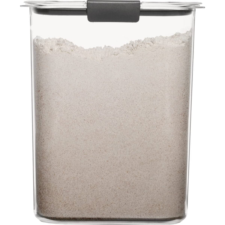 Rubbermaid Brilliance Airtight Food Storage Container for Pantry with Lid for Flour, Sugar, and Rice, 16-Cup, Clear/Grey