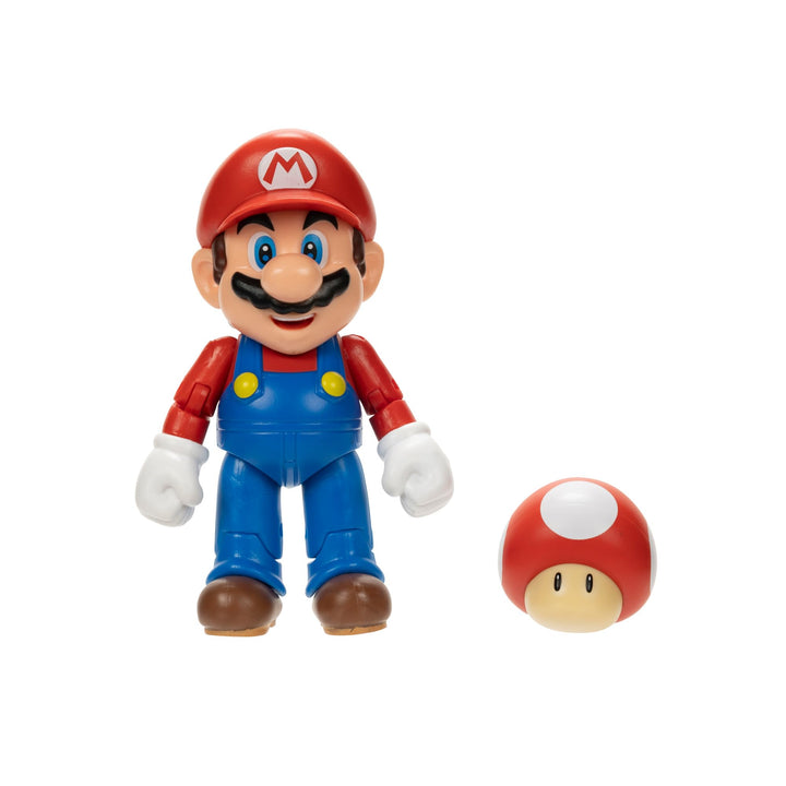 Nintendo Super Mario 4-Inch Mario Poseable Figure with Power up Mushroom Accessory. Ages 3+ (Officially licensed)