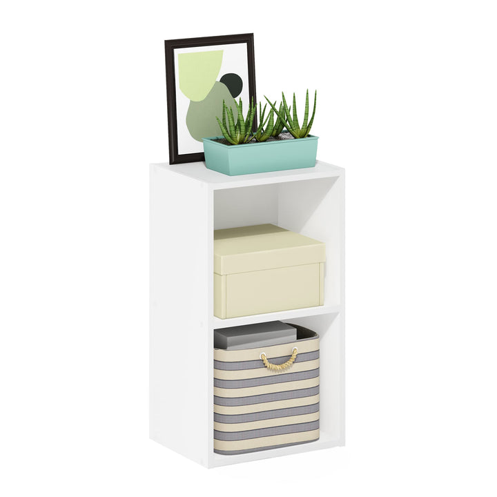 Furinno Pasir 3-Tier Open Shelf Bookcase, White/Green 11003WH/GR 3-Tier Cube