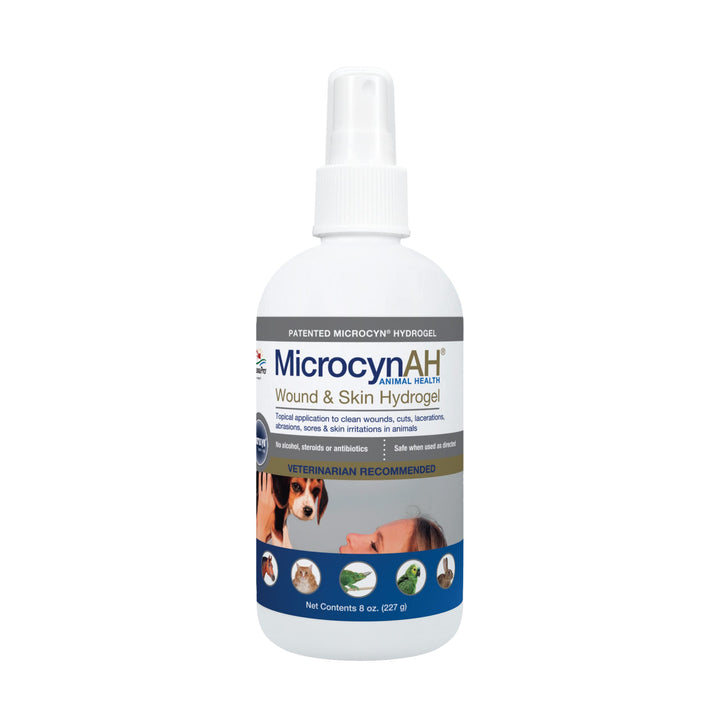 MicrocynAH Wound and Skin Care Hydrogel for Dogs | Non-Toxic Spray Formulated to Clean Wounds | Veterinarian Recommeneded Non-Toxic Formula | 8oz