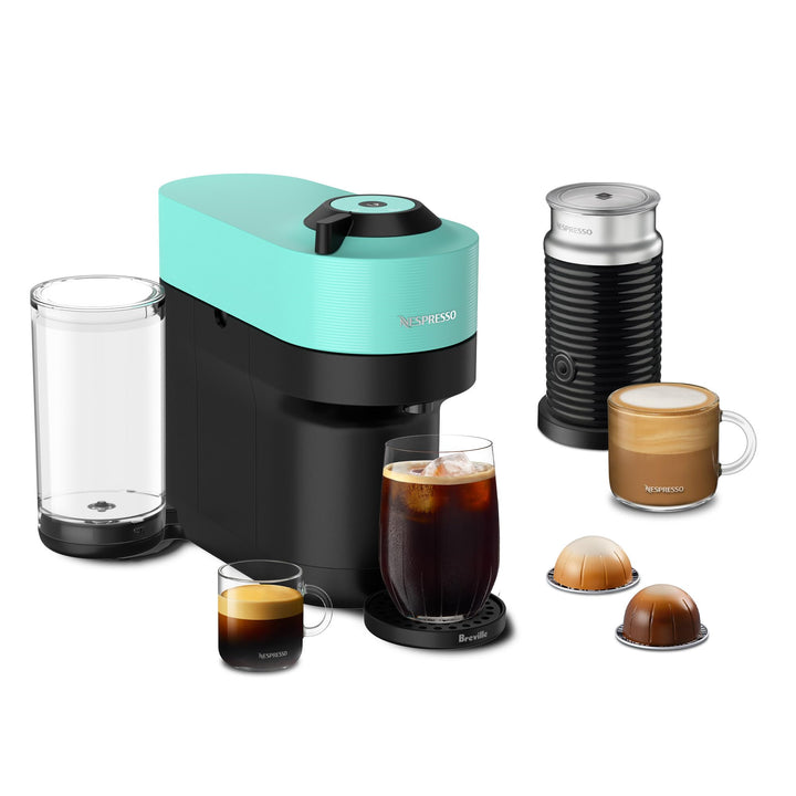 Nespresso Vertuo Pop+ Coffee and Espresso Maker by Breville with Milk Frother, Coconut White Machine + Frother