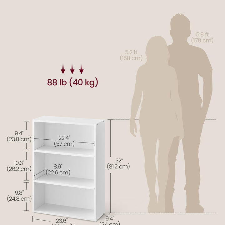 VASAGLE Bookshelf, 23.6 Inches Wide, 4-Tier Open Bookcase with Adjustable Storage Shelves, Floor Standing Unit, Cloud White ULBC164T14 1 Pack 4 Tiers (23.6"W x 42.4"H)