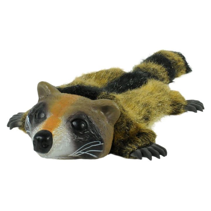 Hyper Pet Real Skinz Plush Dog Toy with Squeaker, Raccoon Brown Large