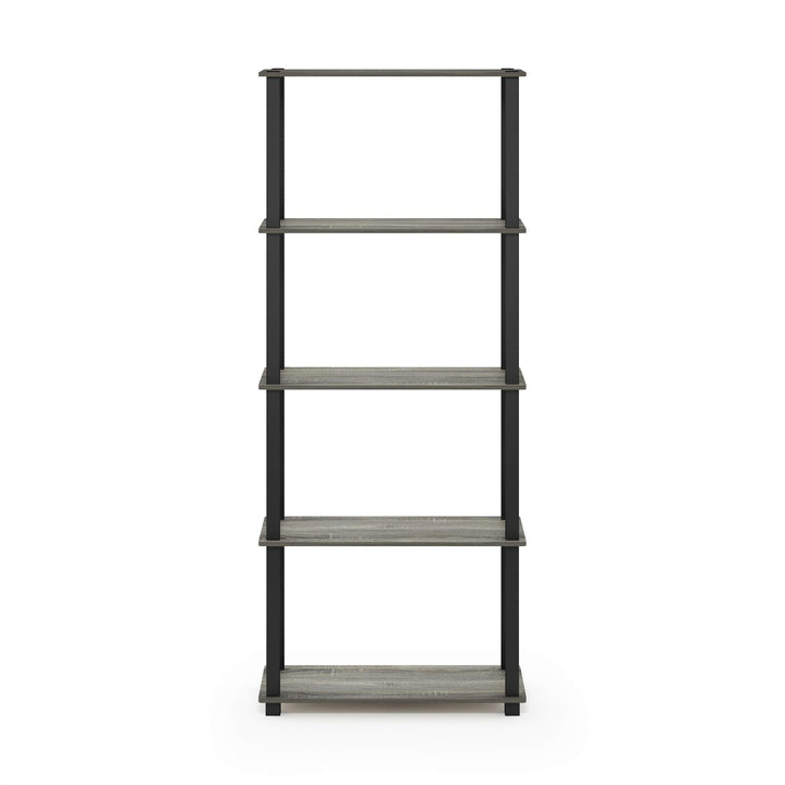 Furinno Turn-N-Tube 5-Tier Multipurpose Shelf / Display Rack / Storage Shelf / Bookshelf, Classic Tubes, Sonoma Oak/White 5-Tier Classic Tube