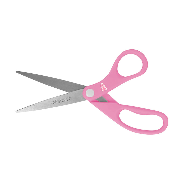 Westcott 15387 8-Inch Pink Ribbon Stainless Steel Scissors For Office and Home