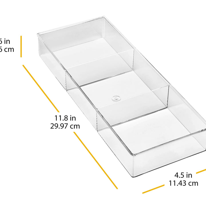 Whitmor 3 Section Small Easy Clean Clear Plastic Resin Drawer Organizer 3-Small Section