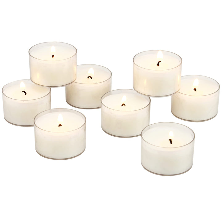 Stonebriar Bulk 96 Unscented Smokeless Long Burning Clear Cup Tea Light Candles with 8 Hour Extended Burn Time (Pack of 6, 576 Count Total) 6 packs of 96, 576 Total