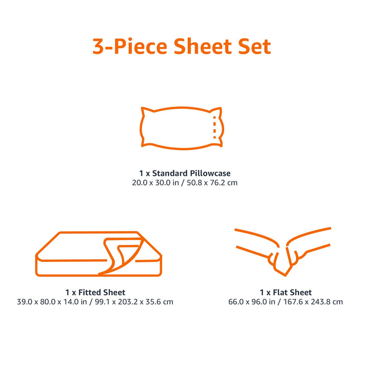 Basics Lightweight Super Soft Easy Care Microfiber 3 Piece Sheet Set with 14" Deep Pockets, Twin, Gray Arrows, Printed