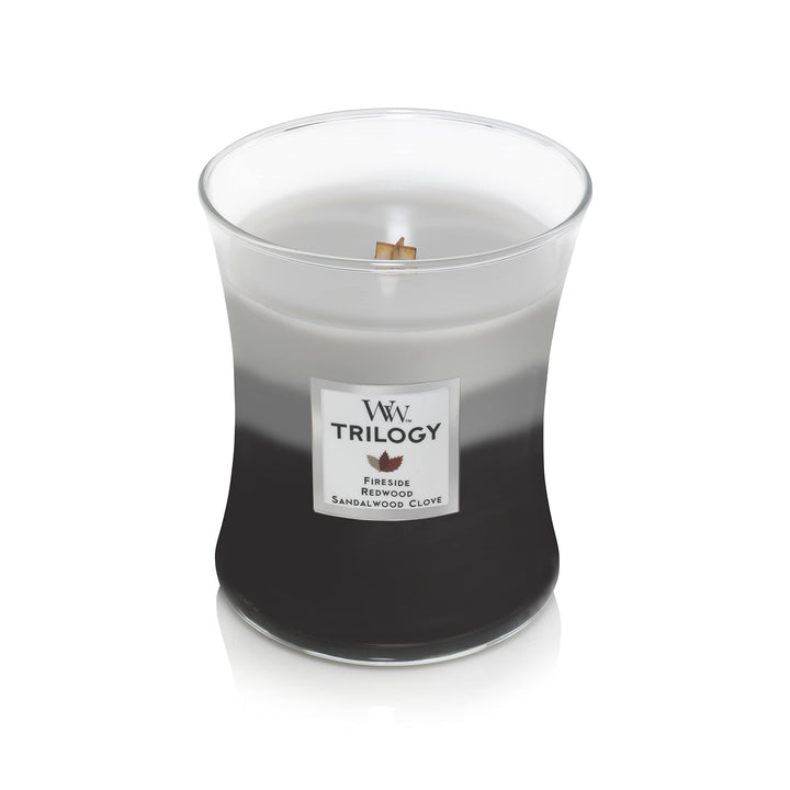 WoodWick Medium Hourglass Candle, Cinnamon Chai - Premium Soy Blend Wax, Pluswick Innovation Wood Wick, Made in USA & Medium Hourglass Candle, Warm Woods - Premium Soy Blend Wax