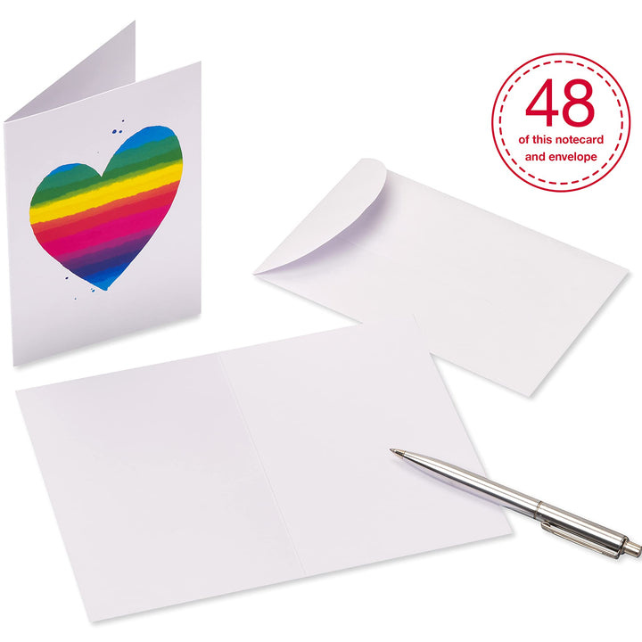 American Greetings Blank Cards with Envelopes, Rainbow Heart Stationery (48-Count)