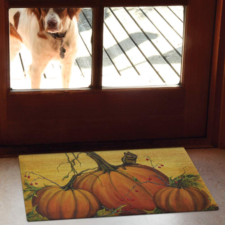 Toland Home Garden 800458 Pumpkin Portrait Fall Door Mat 18x30 Inch Halloween Outdoor Doormat for Entryway Indoor Entrance