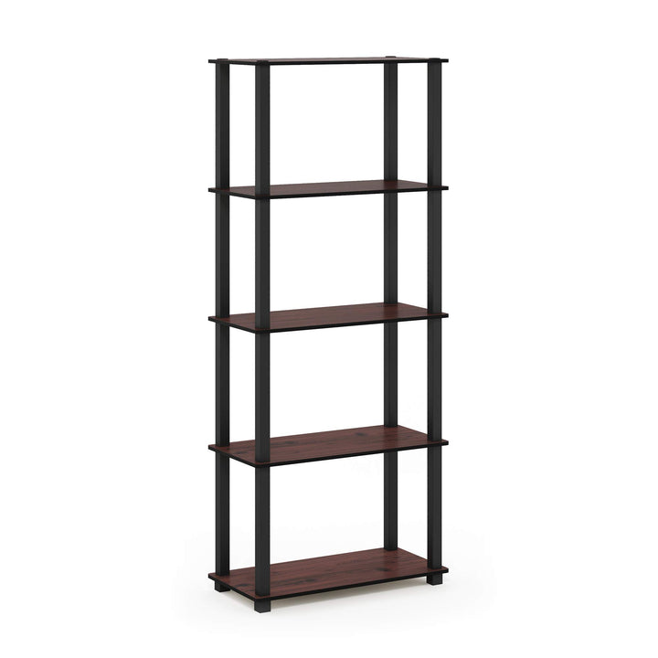 Furinno Turn-N-Tube 5-Tier Multipurpose Shelf / Display Rack / Storage Shelf / Bookshelf, Classic Tubes, Sonoma Oak/White 5-Tier Classic Tube