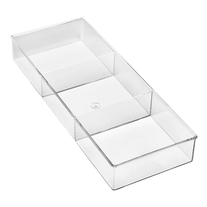 Whitmor 3 Section Small Easy Clean Clear Plastic Resin Drawer Organizer 3-Small Section