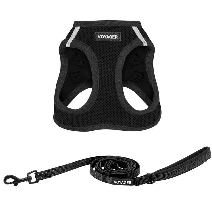 Voyager Step-In Air Dog Harness - All Weather Mesh Step in Vest Harness for Small and Medium Dogs by Best Pet Supplies - Black, XL Harness Leash Bundle (Black/Black Trim) XL (Chest: 20.5 - 23")