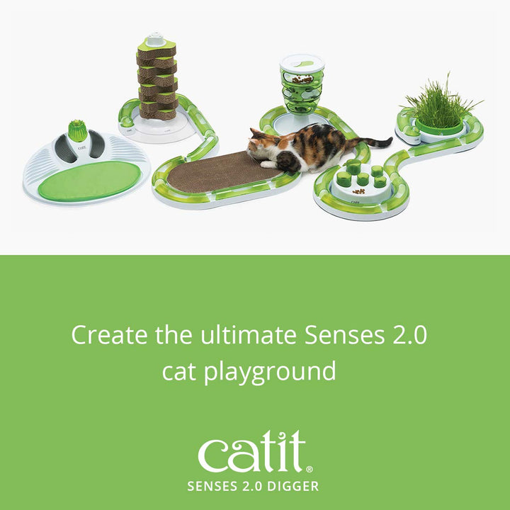 Catit Senses 2.0 Digger Interactive Slow Feeder - Turn Mealtime into Play Time 1 Green,White